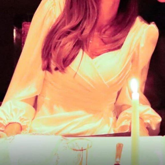 Civil Wedding Dress – Champagne Satin, Tailored Mid-Calf Length (Like New) - Picture 1 of 5